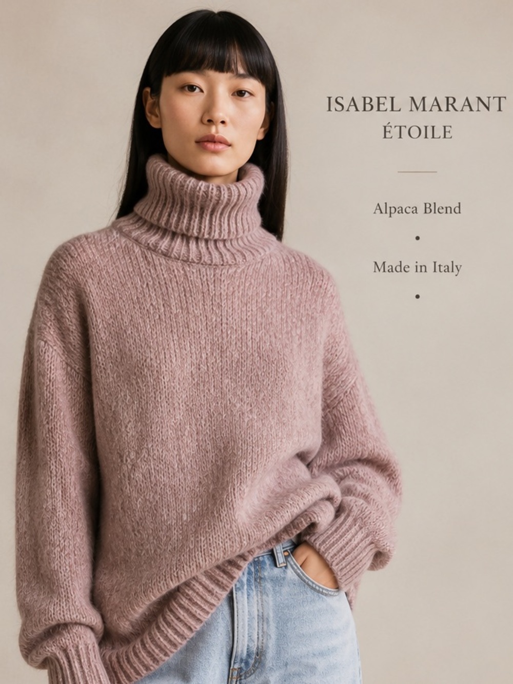 Isabel Marant Étoile Oversized Alpaca Turtleneck Sweater Rose Pink EU40
